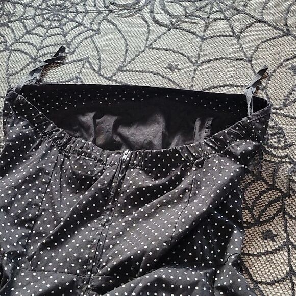 Black & Silver Polka Dot Strapless Pin Up Dress Juniors Size Medium - Picture 5 of 8